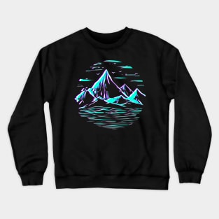 Retro Glitch Vaporwave Hiking Camping Crewneck Sweatshirt